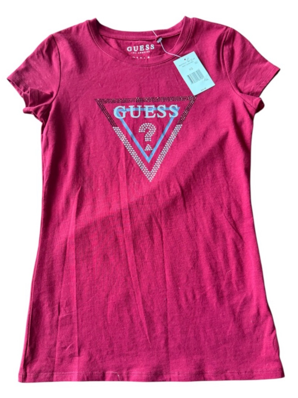 Guess Burgundy Rhinestone Tshirt New With Tags Size XS